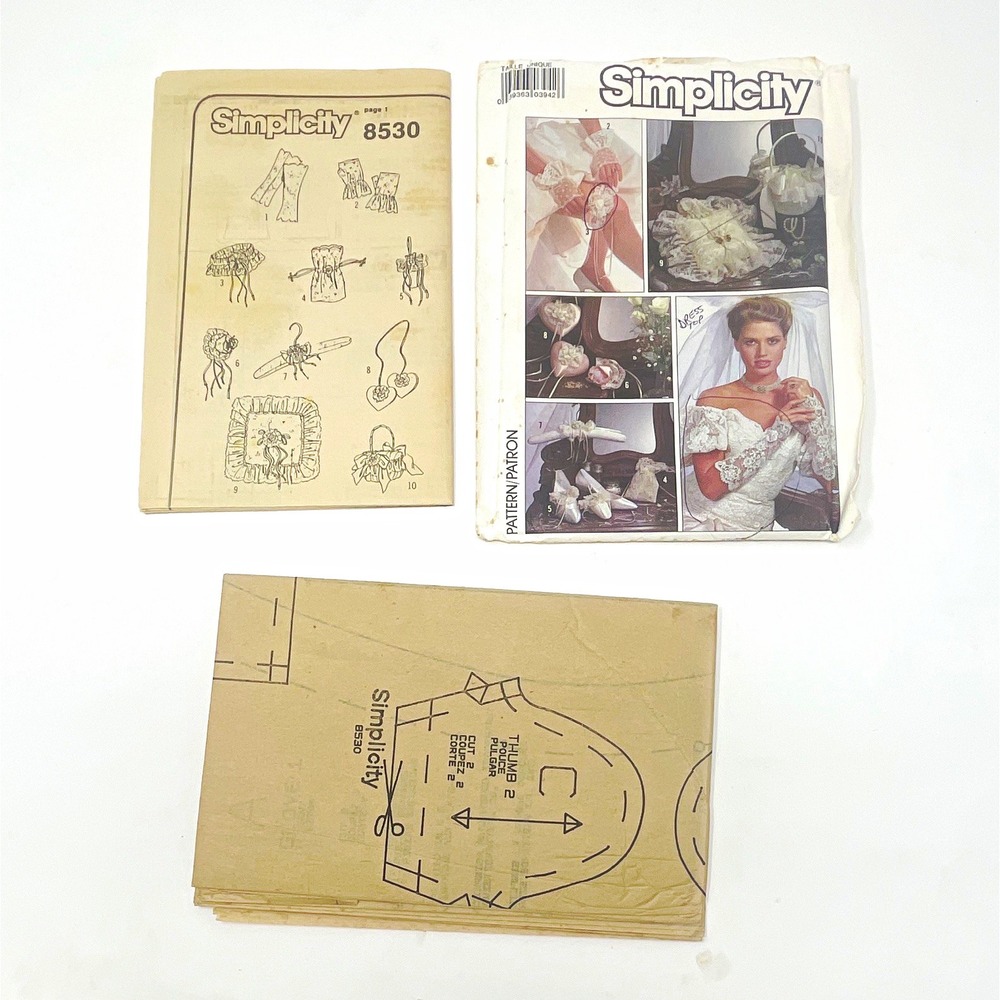 Simplicity 8530 Vintage Original Bridal Accessories Sewing Pattern One Size 11pc